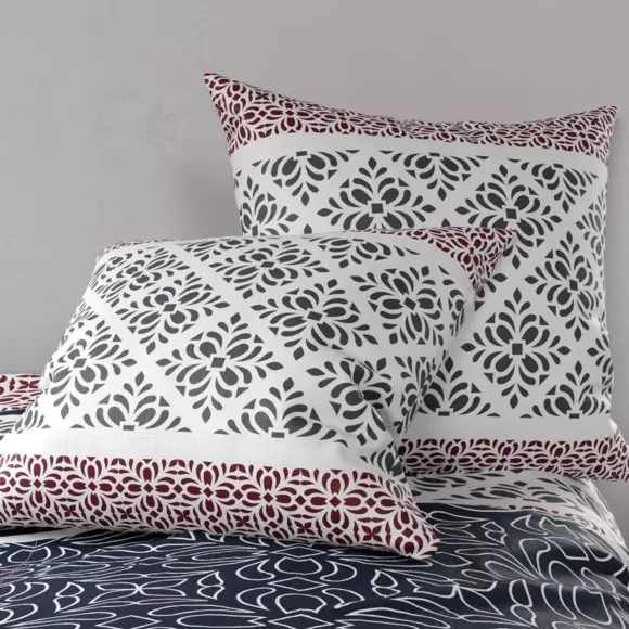 Housse de couette et deux taies coton (240 cm) Sergio Grise 2