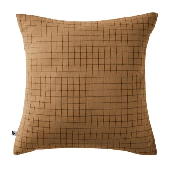 Funda de almohada cuadrada en en gasa de algodón (60 cm) Gaïa Mix Camel 2