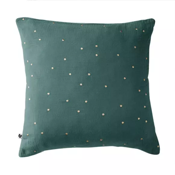 Funda de almohada cuadrada en en gasa de algodón (60 cm) Gaïa Chic Azul trullo 2