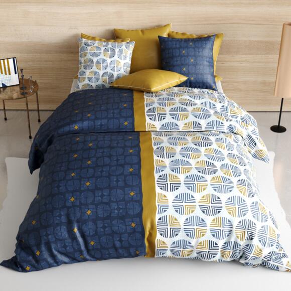 Betttuch-Set aus Baumwolle (Bett 160 cm) 4-teilig Sirius Blau 2