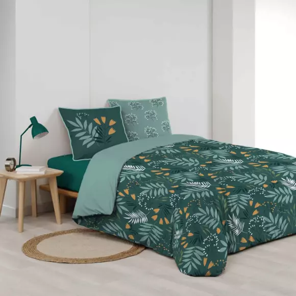 Funda Nórdica y dos fundas para almohadas algodón bio (260 cm) Clémence  Verde 2