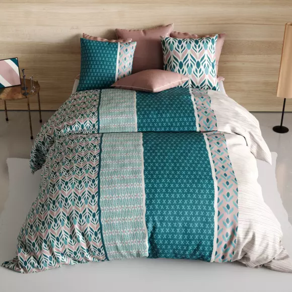 Funda nórdica y una funda en algodón (140 cm) Limbe Verde esmeralda 2