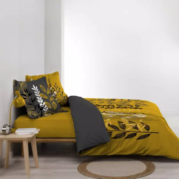 Funda nórdica y dos fundas para almohadones en algodón (240 cm) Isabella Amarillo 2