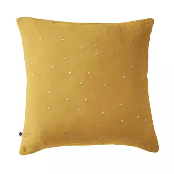 Taie d'oreiller carrée gaze de coton (60 cm) Gaïa Chic Jaune safran 2