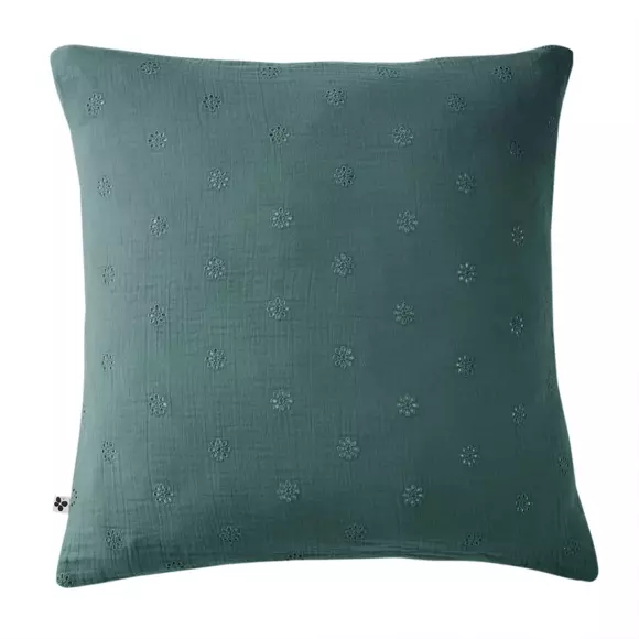 Funda de almohada rectangular de en gasa de algodón  (60 cm) Gaïa Boho Azul Trullo 2