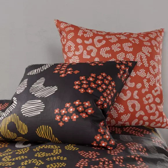 Housse de couette et deux taies coton (260 cm) Onalia Marron 3