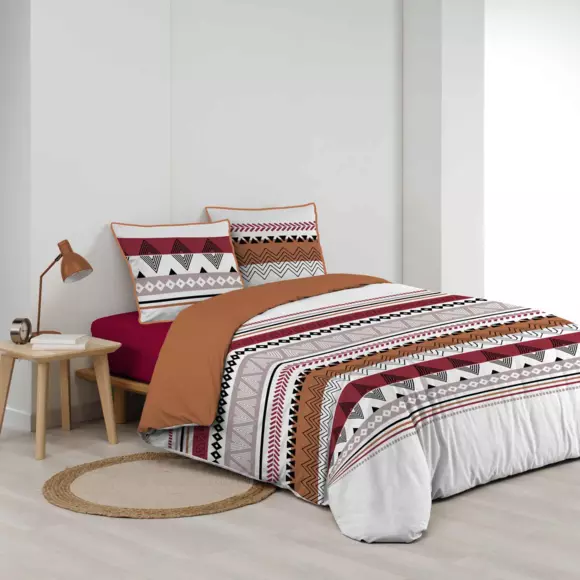 Funda Nórdica y dos fundas para almohadas algodón bio (240 cm) Annette Terracota 2