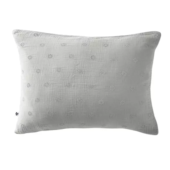 Taie d'oreiller rectangulaire gaze de coton (70 cm) Gaïa Boho Gris nuage 2