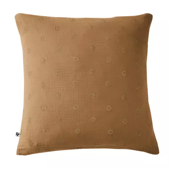 Funda de almohada rectangular de en gasa de algodón  (60 cm) Gaïa Boho Camel 2