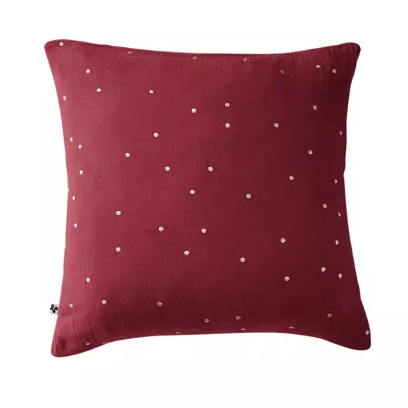 Taie d'oreiller carrée gaze de coton (60 cm) Gaïa Chic Lie de vin 2