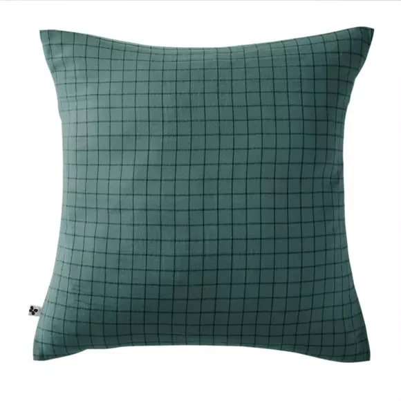 Funda de almohada cuadrada en en gasa de algodón (60 cm) Gaïa Mix Azul trullo 2