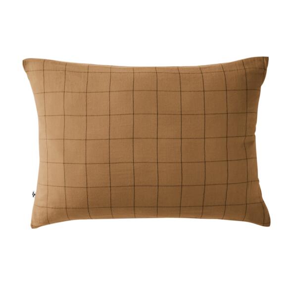 Funda de almohada rectangular en gasa de algodón (70 cm) Gaïa Match Camel 2