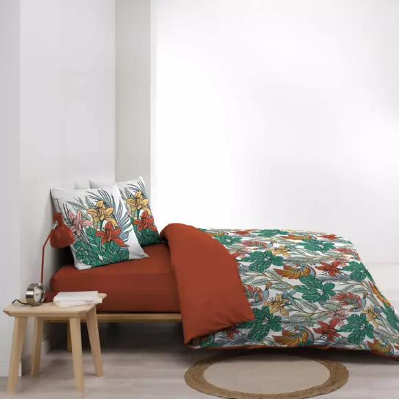 Funda Nórdica y dos fundas para almohadas gasa de algodón (260 cm) Palombe Naranja 3