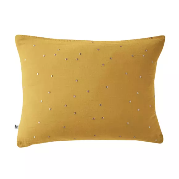 Taie d'oreiller rectangulaire gaze de coton (70 cm) Gaïa Chic Jaune safran 2