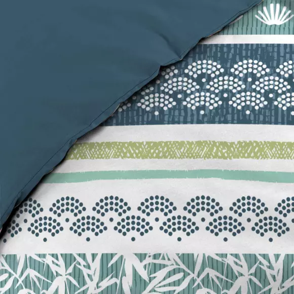 Housse de couette et deux taies coton bio (260 cm) Astrid Bleue 2