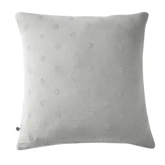 Funda de almohada rectangular de en gasa de algodón  (60 cm) Gaïa Boho Gris nube 2