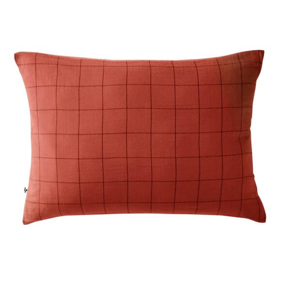 Funda de almohada rectangular en gasa de algodón (70 cm) Gaïa Match Terracota 2