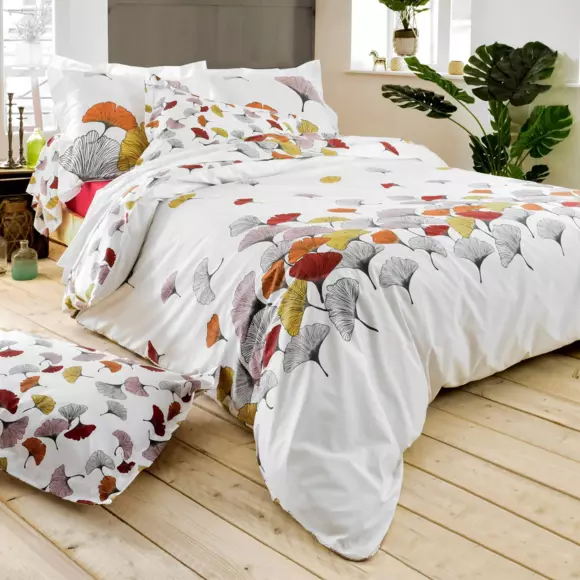Funda para almohada cuadrada percal de algodón Ginkgo Multicolor 127
