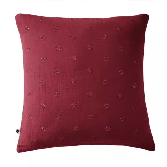 Funda de almohada rectangular de en gasa de algodón  (60 cm) Gaïa Boho Burdeos 2