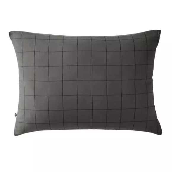 Taie d'oreiller rectangulaire gaze de coton (70 cm) Gaïa Match Gris granit 2