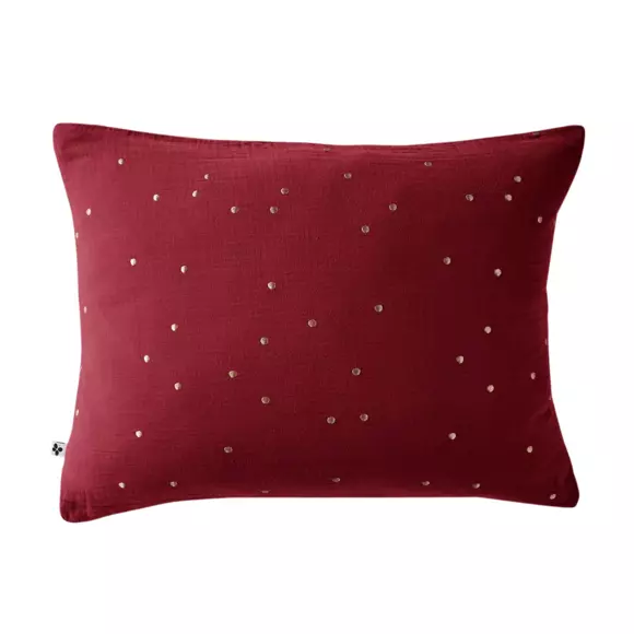 Taie d'oreiller rectangulaire gaze de coton (70 cm) Gaïa Chic Lie de vin 2