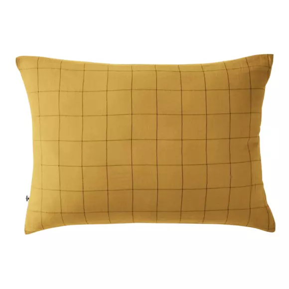 Taie d'oreiller rectangulaire gaze de coton (70 cm) Gaïa Match Jaune safran 2
