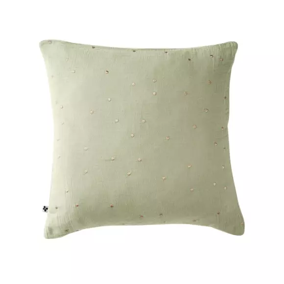 Funda de almohada cuadrada en en gasa de algodón (60 cm) Gaïa Chic Verde tilo 2