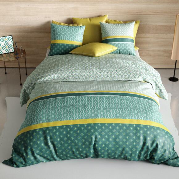 Funda nórdica y dos fundas de almohada en algodón (240 cm) Malphite Verde esmeralda 2