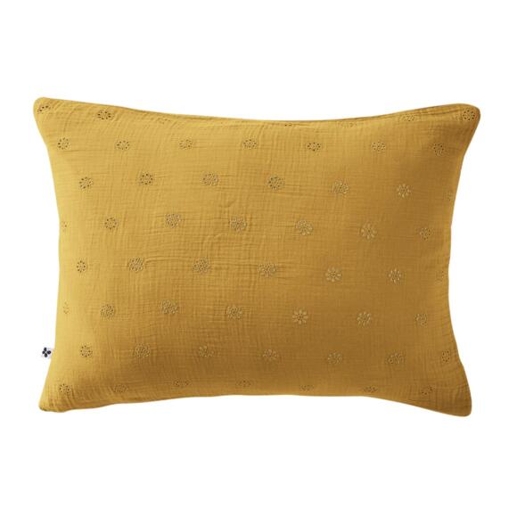 Funda de almohada rectangular de en gasa de algodón  (70 cm) Gaïa Boho Amarillo azafrán 2