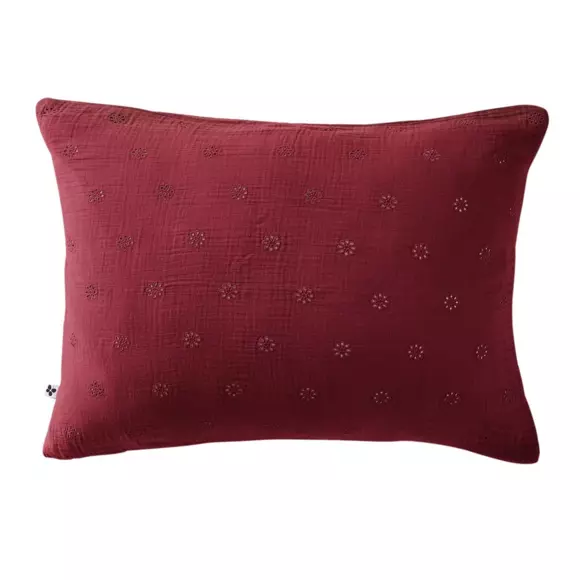 Funda de almohada rectangular de en gasa de algodón  (70 cm) Gaïa Boho Burdeos 2
