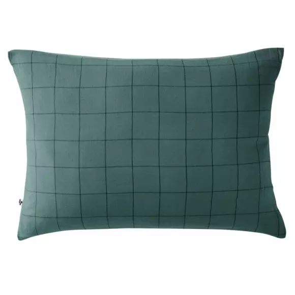 Taie d'oreiller carrée gaze de coton (60 cm) Gaïa Match Bleu canard 2