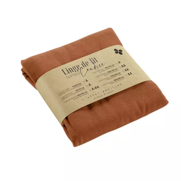 Funda para travesaño franela de algodón (L185 cm) Candice Terracota 3