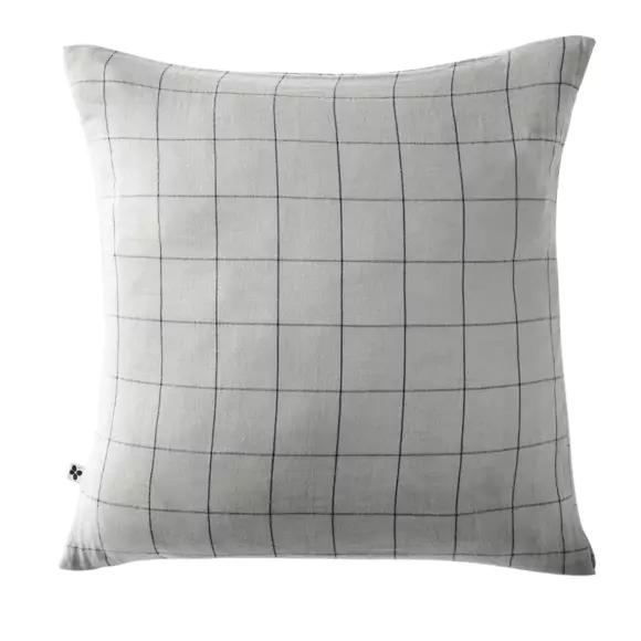 Funda de almohada cuadrada en en gasa de algodón (60 cm) Gaïa Match Gris nube 2