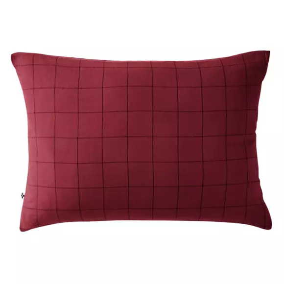 Taie d'oreiller rectangulaire gaze de coton (70 cm) Gaïa Match Lie de vin 2