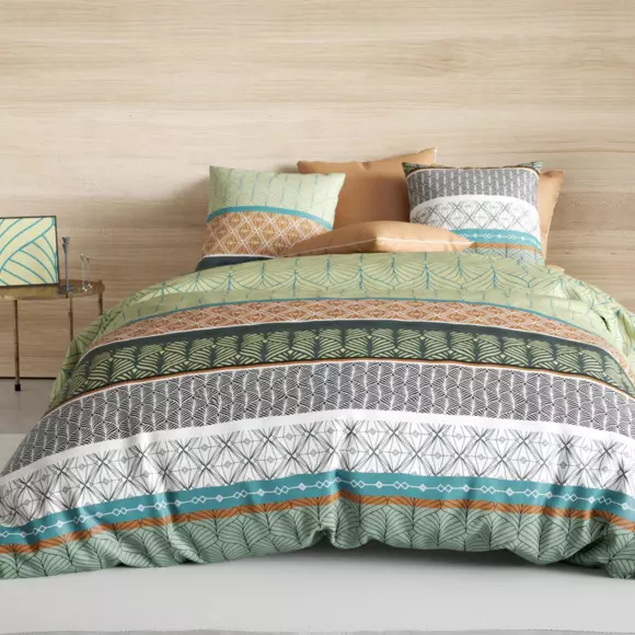 Housse de couette et deux taies coton (260 cm) Echo Multicolore 2