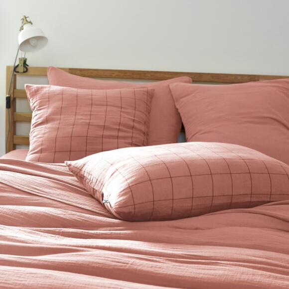 Funda para almohada rectangular en en gasa de algodón (70 cm) Gaïa Match Rosa durazno 3