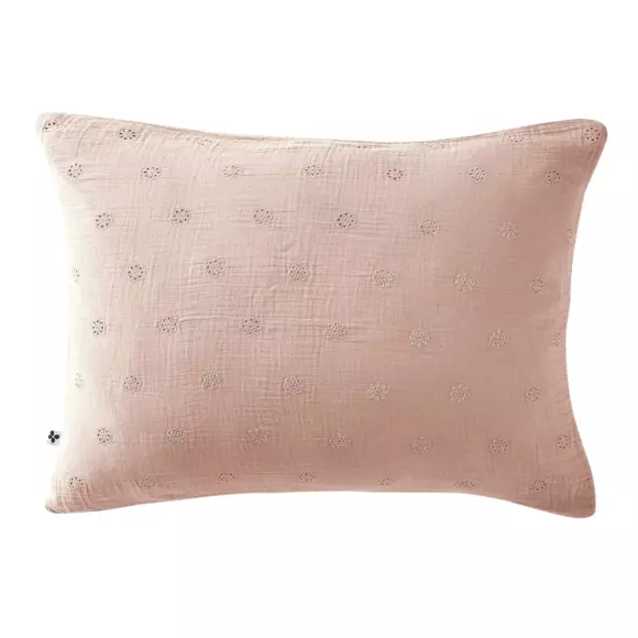 Taie d'oreiller rectangulaire gaze de coton (70 cm) Gaïa Boho Rose poudré 2