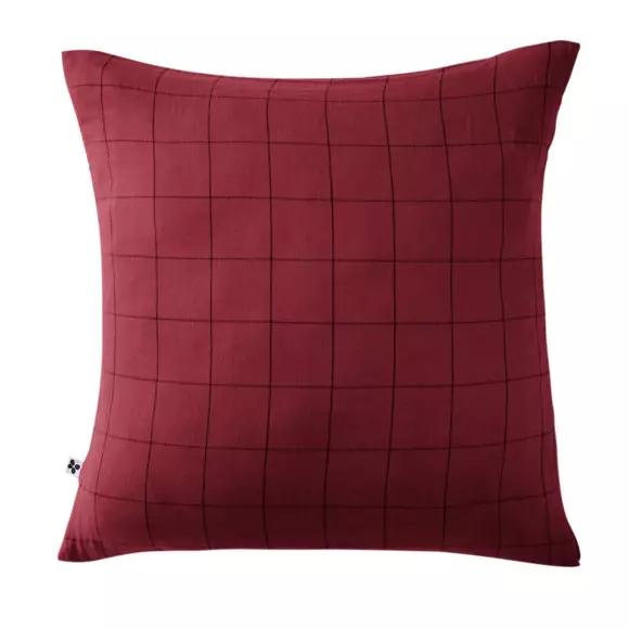 Taie d'oreiller carrée gaze de coton (60 cm) Gaïa Match Lie de vin 2