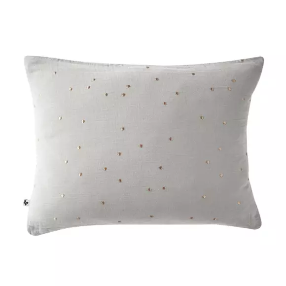 Taie d'oreiller rectangulaire gaze de coton (70 cm) Gaïa Chic Gris nuage 2