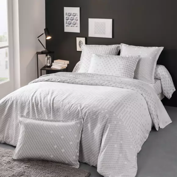 Taie d'oreiller carrée satin de coton Facette Blanche 127
