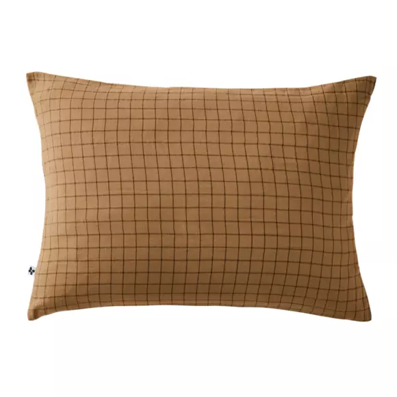 Funda de almohada rectangular en gasa de algodón (70 cm) Gaïa Mix Camel 2