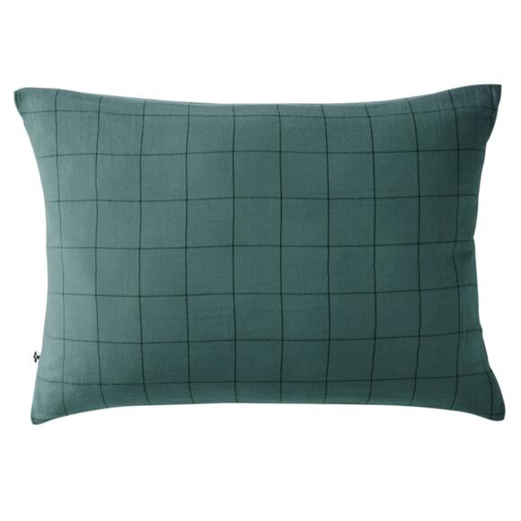 Funda de almohada rectangular en gasa de algodón (70 cm) Gaïa Match Azul trullo 2