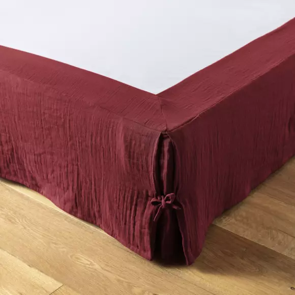 Cache-sommier Gaze de coton (90 x 190 cm) Gaïa Lie de vin 2