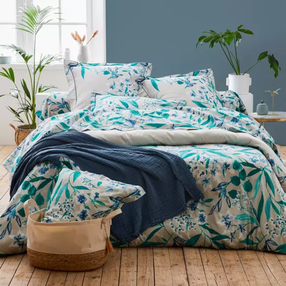 Taie de traversin satin de coton (L200 cm) Frida Vert émeraude 3