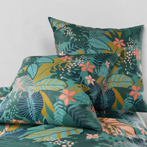 Juego de sábanas en algodón cama 90 cm 3 piezas Zania Verde 2