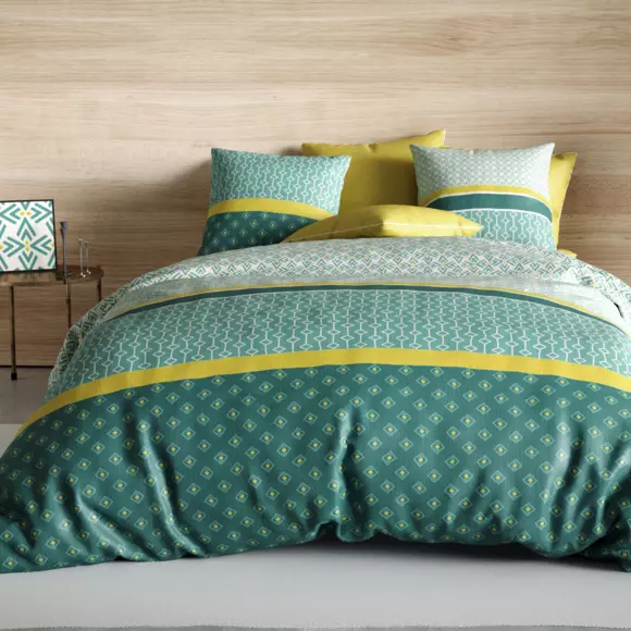 Funda nórdica y una funda en algodón (140 cm) Malphite Verde esmeralda 2