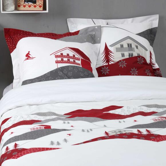 Funda Nórdica y dos fundas para almohada en algodón (260 cm) Albiez Rojo  3