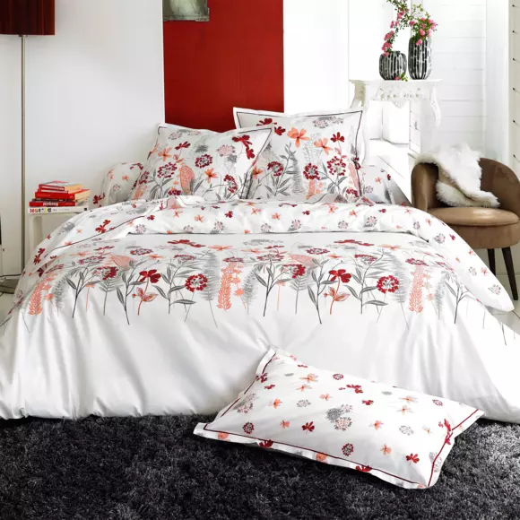Taie de traversin percale de coton (L200 cm) Petite folie Rouge 127