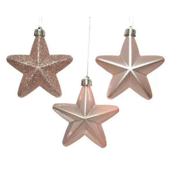 Lote de 6 estrellas de Navidad Alpine Rosa polvo 2
