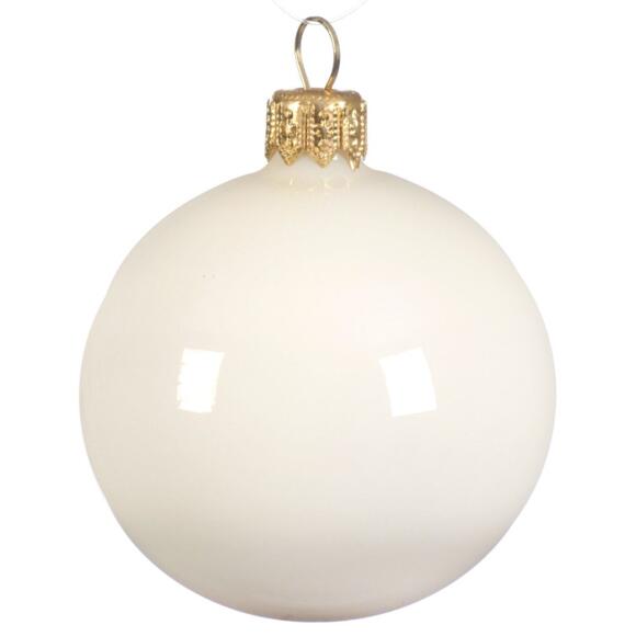 Lote de 4 bolas de Navidad en vidrio (D100 mm) Artico  brillante Blanco lana  2